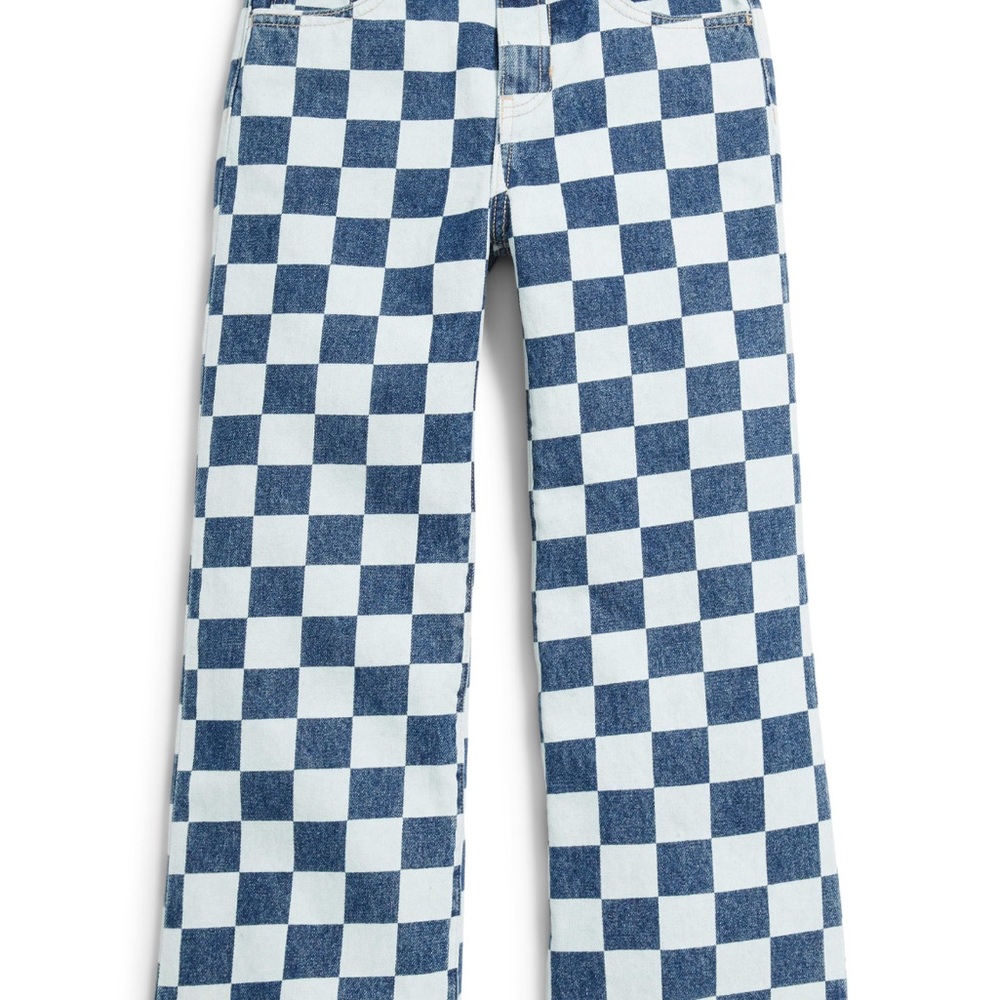 Old Navy Blue and White Checkerboard Kids Jeans